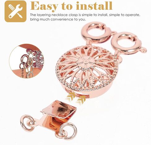 NOLITOY Layered Necklace Spacer Necklace Layering Clasp Set of 2, Multiple Strands Jewelry Separators Bracelet Necklace Clasp for Women Layered Look Jewelry Making ( Rose Gold ) Necklace Separator in Kuwait