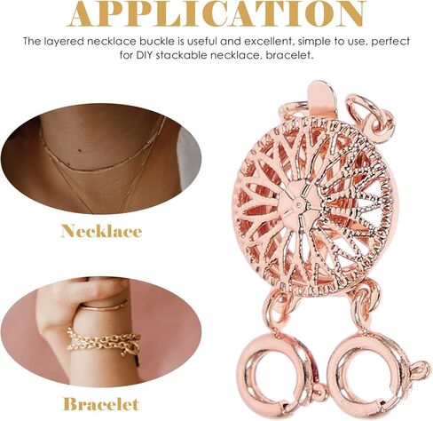 NOLITOY Layered Necklace Spacer Necklace Layering Clasp Set of 2, Multiple Strands Jewelry Separators Bracelet Necklace Clasp for Women Layered Look Jewelry Making ( Rose Gold ) Necklace Separator in Kuwait