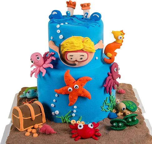 Huathy Handmade Ocean Sea Animals Cake Toppers for Under the Sea Theme birthday Party Decorations 5 pcs in Saudi Arabia