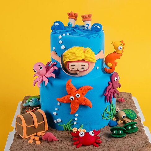 Huathy Handmade Ocean Sea Animals Cake Toppers for Under the Sea Theme birthday Party Decorations 5 pcs in Saudi Arabia