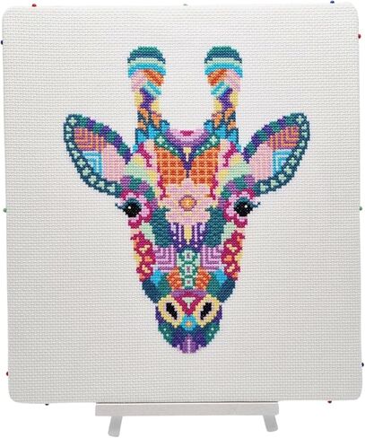 Meloca Designs Mandala Giraffe Cross Stitch Kit with 14 Count Aida Fabric, Thread, Needle and Instructions in Kuwait