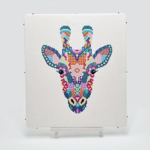 Meloca Designs Mandala Giraffe Cross Stitch Kit with 14 Count Aida Fabric, Thread, Needle and Instructions in Kuwait