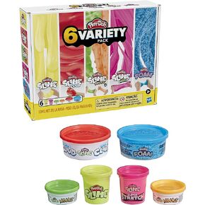 Play-Doh Slime Compound Variety 6-Pack with Play-Doh: Foam, Super Cloud, Krackle, Super Stretch, Preschool Toys for 3 Year Old Boys & Girls & Up