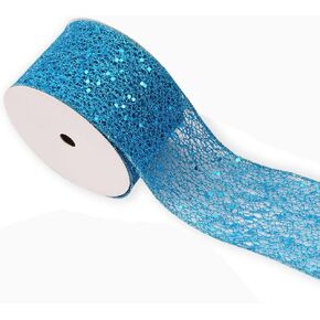 Wlflash 2-1/2 بوصة، 10 ياردات، حافة سلكية لعيد الميلاد المجيد، شريط شبكي لعيد الميلاد، إكليل تزييني، لفافة حرفية لتزيين الهدايا، ملحقات تزيين الحفلات in Kuwait