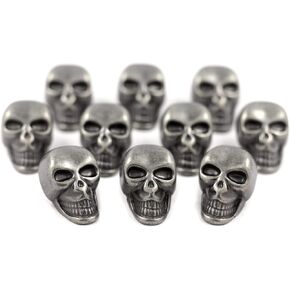 Bezelry 10 Pieces Skull Gray Silver Buttons. 25mmX16mm. (Gray Silver)