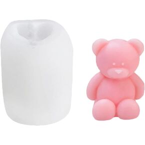 WOPODI Cute Bear Silicone Mold Resin Casting Candle Molds 3D Lovely Seated Teddy Bear DIY Mold Crafts Animals Fondant Mold Scented Candle Mousse Soap Keychains Pendants Cake Decorating Polymer Clay in Kuwait