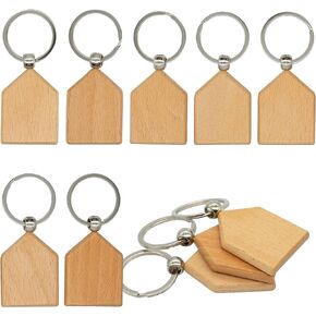 Blank Wooden Key Tag Key Chain Wood Engraving Blanks 20 Pack