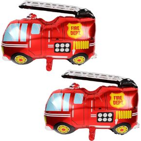 2 قطعة من بالونات شاحنة إطفاء فاير مايلار من رقائق الهيليوم كبيرة لتزيين حفلات أعياد الميلاد باللون الأحمر in Kuwait