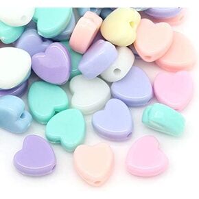 JGFinds 200 Pack Acrylic Bubblegum Spacer Heart Bead Shape, 8mm with 1.5mm Hole Beads, Pastel Color Bead Hearts for Bracelets and Other Jewelry Making