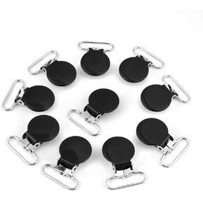Zerone Pacifier Clips, 10 Pieces Suspender Clips 25Mm Round Iron Suspender Clips, for DIY Making, 36.5Mm/1.4Inch(White)