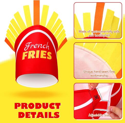 Handepo 3 Pcs Pizza Hat Taco Costume Hat French Fries Food Hat, Crazy Hat Food Costume for Cinco De Mayo, Halloween Costume Accessory Fiesta Party in Saudi Arabia