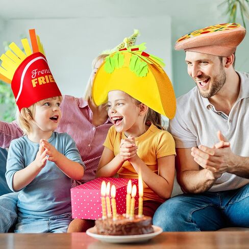 Handepo 3 Pcs Pizza Hat Taco Costume Hat French Fries Food Hat, Crazy Hat Food Costume for Cinco De Mayo, Halloween Costume Accessory Fiesta Party in Saudi Arabia
