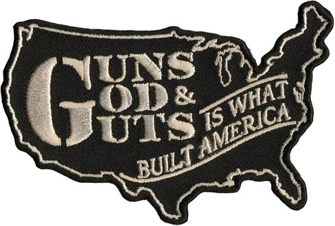 Officially Licensed Originals Guns, GOD and Guts is What Built America, Iron-On/Saw-On Rayon Patch - 4" x 3" in Saudi Arabia