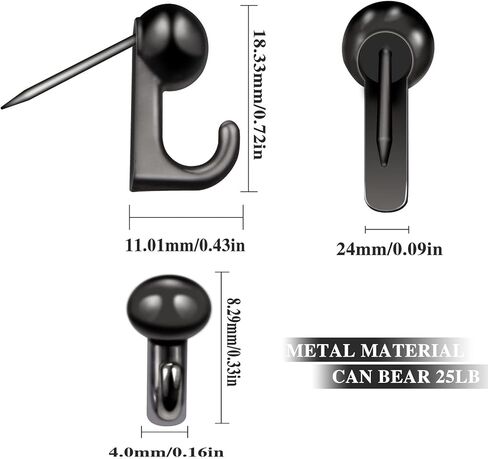 30 Pieces Metal Push Pin Hangers，Decorative Picture Hanging Hooks with Nails for Home Office Fabric Wall Wooden Board（Black） in Saudi Arabia