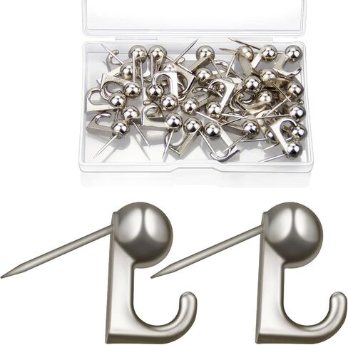 30 Pieces Metal Push Pin Hangers，Decorative Picture Hanging Hooks with Nails for Home Office Fabric Wall Wooden Board（Black） in Saudi Arabia