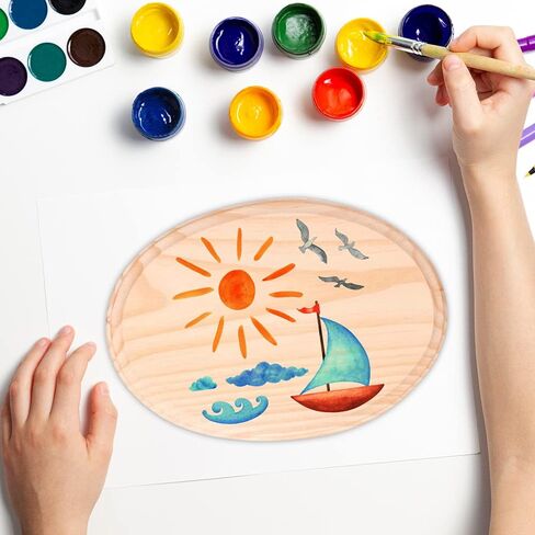 لوحة خشبية بيضاوية، لوحة من خشب الصنوبر الطبيعي غير مكتملة، رائعة للمشروعات اليدوية والديكور المنزلي - 5 × 7 بوصات - قطعتان. in Kuwait