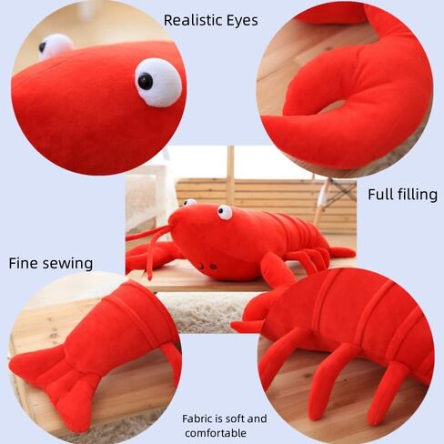 XIZHI Lobster Plush Stuffed Animal Lobster Plush Toy Lobster Pillow Suitable for Christmas and Birthday with Huggable Gifts (Red B) in Saudi Arabia
