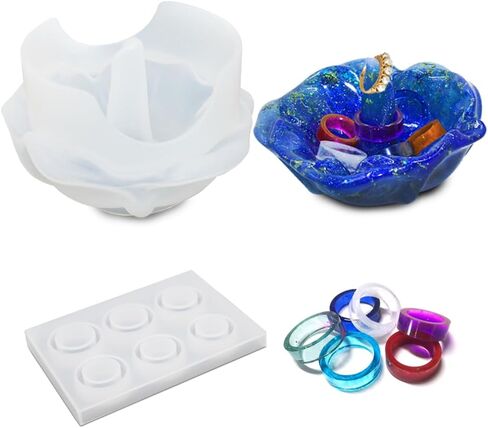 Ring Holder Resin Mold, SENHAI Rose Shaped Ring Holder Molds & Silicone Resin Ring Mold, for DIY Rings, Ring Stand, Jewelry Holder Dish, Ring Jewelry Display Stand, Art Craft Home Décor in Saudi Arabia