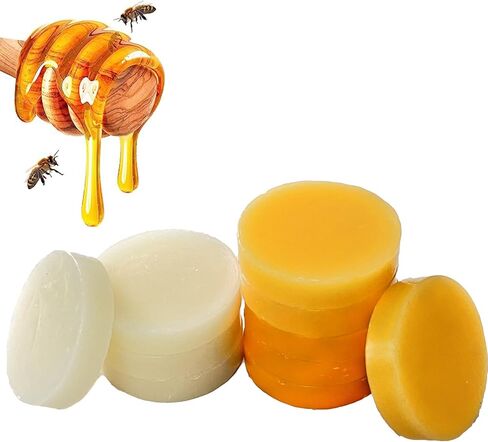60 قطعة من شمع العسل الأصفر النقي من توجيت، مكعبات شمع مستديرة ومكيفات خيط شمع العسل للشموع والأثاث والعناية بالخشب الطبيعي والمشروعات اليدوية in Kuwait