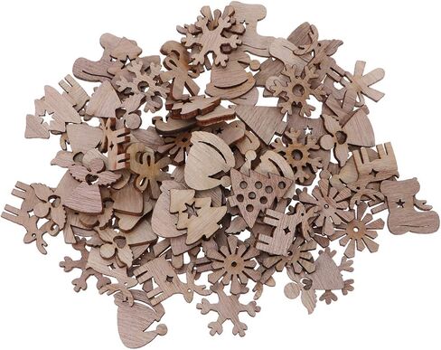 KESYOO 100Pcs Wooden Ornaments Mini Christmas Wood Slices Decorative Wooden Cutout Shapes Christmas Tree Ornaments DIY Craft Xmas Holiday Decorations in Saudi Arabia