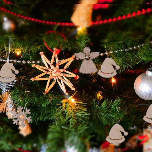 KESYOO 100Pcs Wooden Ornaments Mini Christmas Wood Slices Decorative Wooden Cutout Shapes Christmas Tree Ornaments DIY Craft Xmas Holiday Decorations in Saudi Arabia