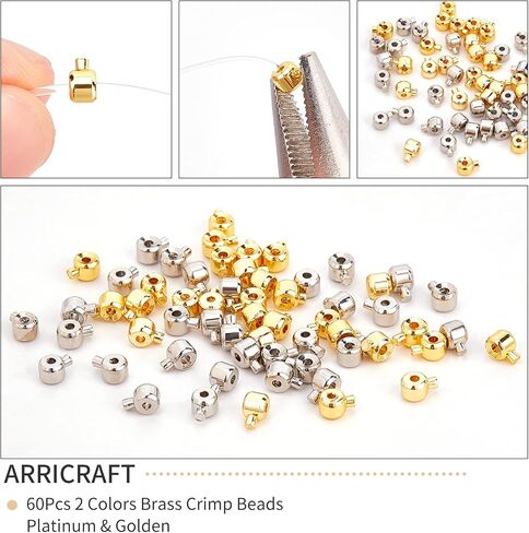 arricraft 40 جهاز كمبيوتر شخصى النحاس تجعيد الخرز، 2 الألوان الخرز العمود الحبل نهاية قبعات معدنية فضفاضة rondelle فاصل الخرز DIY بها بنفسك الحرف قلادة سوار صنع المجوهرات الفضة والذهبي in Saudi Arabia