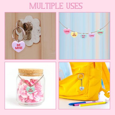 36 Pcs Valentine's Day Candy Heart Charms Pendant DIY Heart Earring Charms Love Shaped Keychain Charms Resin Dangle Necklace Charms Tiny Jewelry Making Charms for Kids,Women in Saudi Arabia