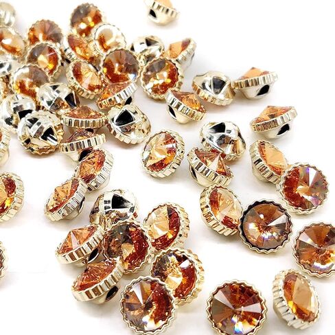 Craftisum Decorative Amber Rhinestone Resin Sewing Shank Buttons 50 pcs - 12.5mm, 1/2" in Saudi Arabia