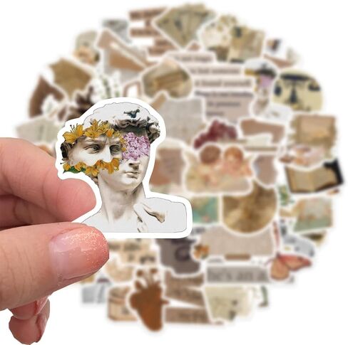 Vintage Aesthetic Stickers Pack 50PCS, Glueewee Cute Retro Stickers for Teens Adults Vinyl Waterproof Boho Stickers for Journaling Scrapbook Water Bottles in Kuwait
