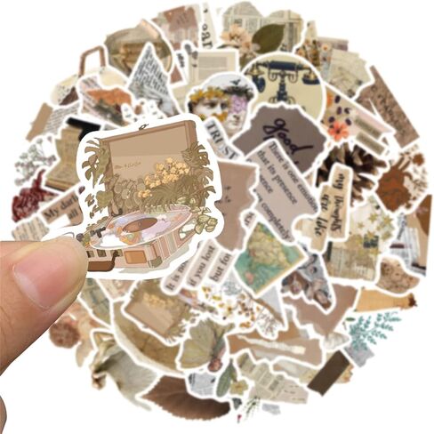Vintage Aesthetic Stickers Pack 50PCS, Glueewee Cute Retro Stickers for Teens Adults Vinyl Waterproof Boho Stickers for Journaling Scrapbook Water Bottles in Kuwait