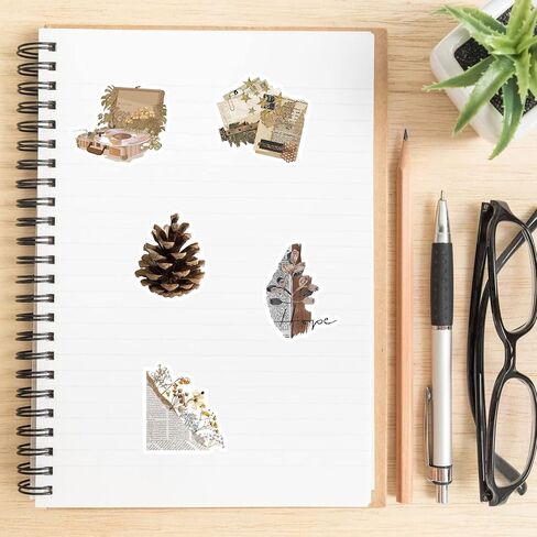 Vintage Aesthetic Stickers Pack 50PCS, Glueewee Cute Retro Stickers for Teens Adults Vinyl Waterproof Boho Stickers for Journaling Scrapbook Water Bottles in Kuwait