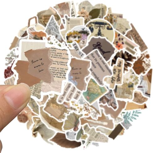 Vintage Aesthetic Stickers Pack 50PCS, Glueewee Cute Retro Stickers for Teens Adults Vinyl Waterproof Boho Stickers for Journaling Scrapbook Water Bottles in Kuwait