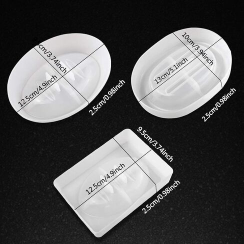FineInno 3 Pcs Resin Soap Dish Molds with Drain,Rectangle Silicone Soap Dish Tray Mold Oval Epoxy Resin Jewelry Tray Molds for DIY Resin Soap Dish (Soap Dish Molds) in Saudi Arabia