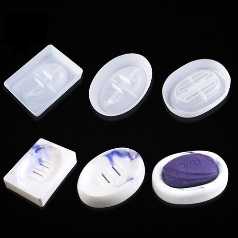 FineInno 3 Pcs Resin Soap Dish Molds with Drain,Rectangle Silicone Soap Dish Tray Mold Oval Epoxy Resin Jewelry Tray Molds for DIY Resin Soap Dish (Soap Dish Molds) in Saudi Arabia