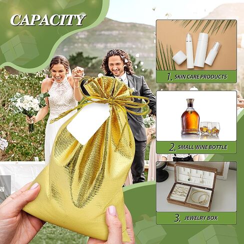 doyide 50pcs أكياس هدية الرباط الذهب، 8x12in أكياس المجوهرات الرباط الحقائب، لامعة حفل زفاف لصالح أكياس، أكياس الكيس فارغة لحفلة عيد ميلاد عيد الميلاد استحمام الطفل تفضل الحلوى in Kuwait