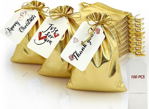 doyide 50pcs أكياس هدية الرباط الذهب، 8x12in أكياس المجوهرات الرباط الحقائب، لامعة حفل زفاف لصالح أكياس، أكياس الكيس فارغة لحفلة عيد ميلاد عيد الميلاد استحمام الطفل تفضل الحلوى in Kuwait