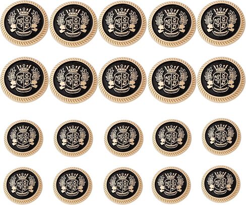 20 قطعة أزرار سوداء للسترة - أزرار ذهبية معدنية 15 مم 20 مم لسترة الرجال والنساء أزرار للخياطة، والمعاطف الرياضية، والبدلات، والزي الرسمي، والسترة in Kuwait