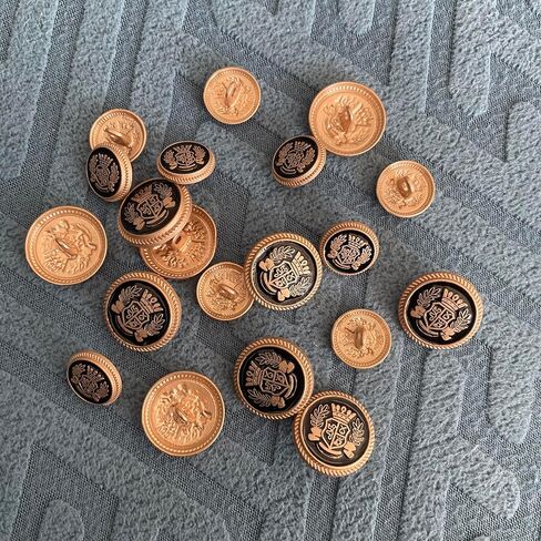 20 قطعة أزرار سوداء للسترة - أزرار ذهبية معدنية 15 مم 20 مم لسترة الرجال والنساء أزرار للخياطة، والمعاطف الرياضية، والبدلات، والزي الرسمي، والسترة in Kuwait