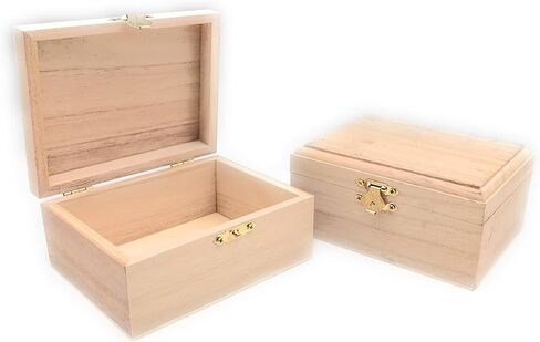 12 Pc Rectangle Unfinished Wood Box Natural DIY Craft Stash Boxes with Hinged Lid and Front Clasp for Arts Hobbies in Saudi Arabia