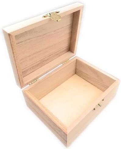 12 Pc Rectangle Unfinished Wood Box Natural DIY Craft Stash Boxes with Hinged Lid and Front Clasp for Arts Hobbies in Saudi Arabia