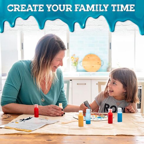 Romi's way DIY Clock kit w Round Wood, Acrylic Pouring Paint, Clock Mechanism – Kids Painting kit - Clock Kits for Do It Yourself - Unique Boys & Girls Arts and Crafts for Kids Ages 8-12 6-8 and up in Kuwait