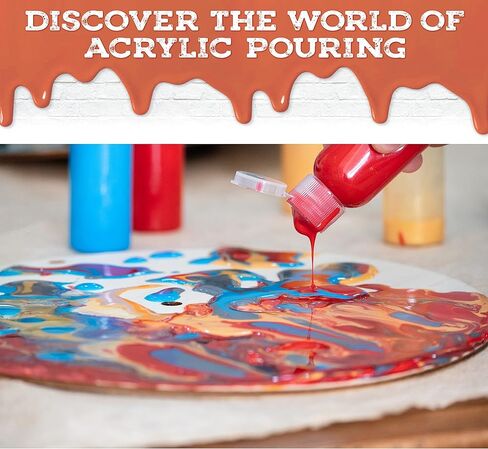 Romi's way DIY Clock kit w Round Wood, Acrylic Pouring Paint, Clock Mechanism – Kids Painting kit - Clock Kits for Do It Yourself - Unique Boys & Girls Arts and Crafts for Kids Ages 8-12 6-8 and up in Kuwait