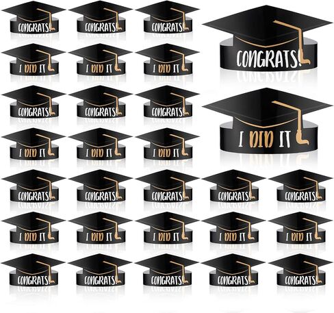 Tenare 36 Pieces Paper Graduation Crown for Kids Adjustable Paper Graduation Cap (Yellow) in Saudi Arabia