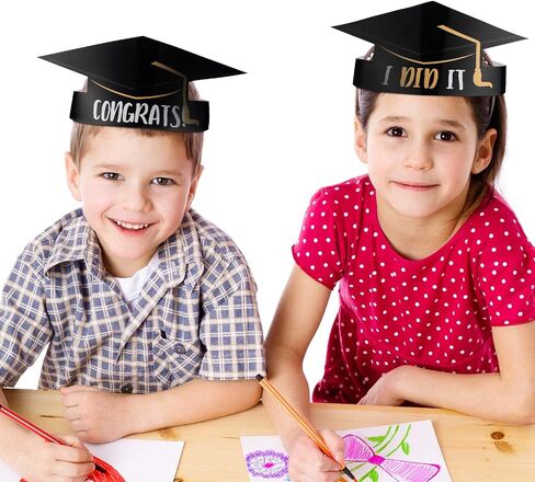 Tenare 36 Pieces Paper Graduation Crown for Kids Adjustable Paper Graduation Cap (Yellow) in Saudi Arabia