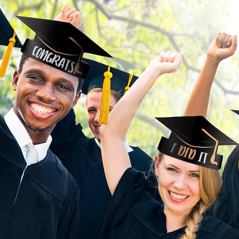 Tenare 36 Pieces Paper Graduation Crown for Kids Adjustable Paper Graduation Cap (Yellow) in Saudi Arabia