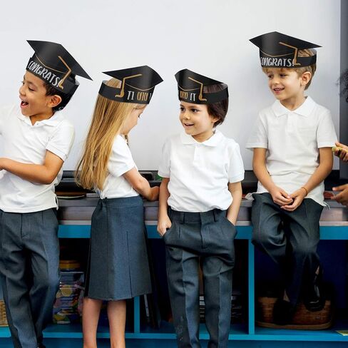 Tenare 36 Pieces Paper Graduation Crown for Kids Adjustable Paper Graduation Cap (Yellow) in Saudi Arabia