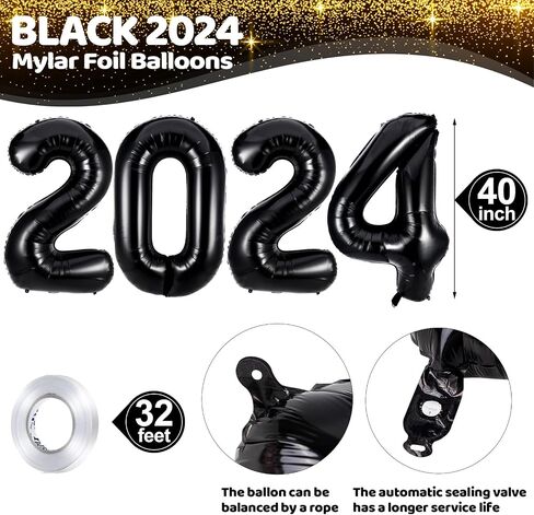 بالونات ارقام سوداء 2021 - بالونات مايلر من رقائق الالومنيوم الفاخرة مقاس 40 انش لمستلزمات حفلات المهرجانات 2021 وديكورات التخرج in Saudi Arabia