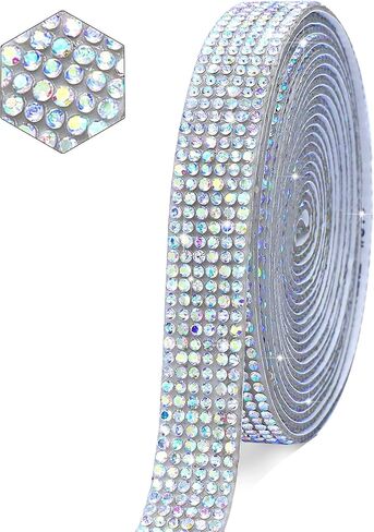 Self Adhesive Gold Crystal Rhinestone Strips Diamond Ribbon Bling Gemstone Sticker Rhinestone Roll for Craft with 2 mm Rhinestone for DIY Arts Crafts,Wedding Party,Car Phone Decoration (Gold) in Kuwait