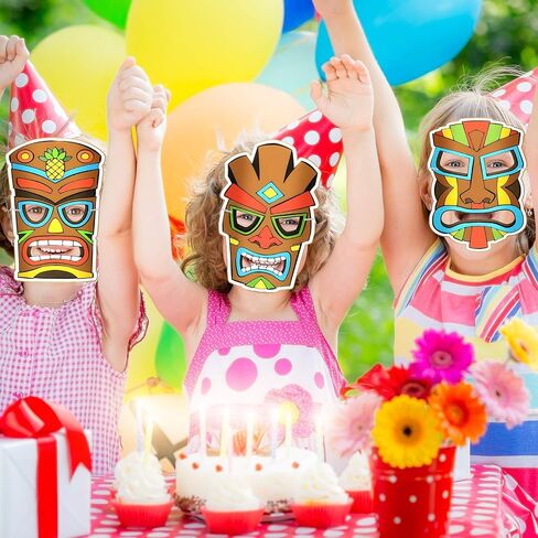 12 pieces Tiki Totem Masks Aloha Party Mask for Boys Girls DIY Blank Totem Paper Masks Tropical Paper Masks blank Drawing Mask Card for Luau Party Hawaii Beach Carnival Masquerade Costume Totem Jungle in Saudi Arabia