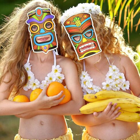 12 pieces Tiki Totem Masks Aloha Party Mask for Boys Girls DIY Blank Totem Paper Masks Tropical Paper Masks blank Drawing Mask Card for Luau Party Hawaii Beach Carnival Masquerade Costume Totem Jungle in Saudi Arabia